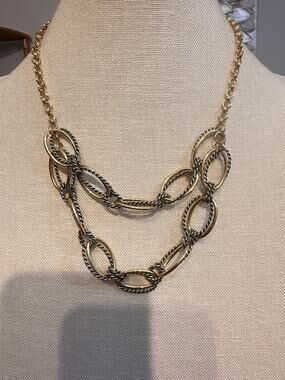 Ballet Gold Two Tone Link Necklace NWT 16”